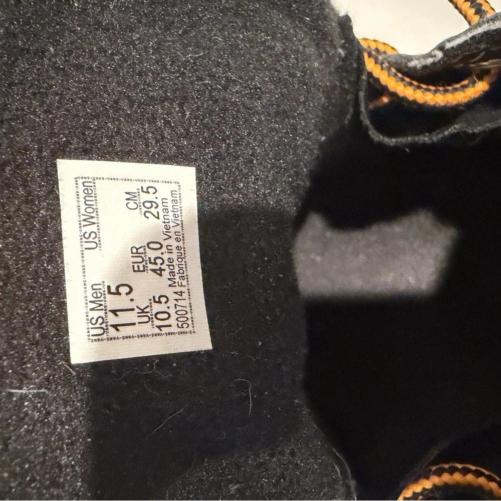 Vans Men's Black and Camouflage Sneakers with Orange Accents - Picture 7 of 7